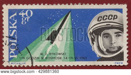 Poland- Circa 1963: Poland Stamp Dedicated To Cosmonaut Bykovsky, Circa 1963.