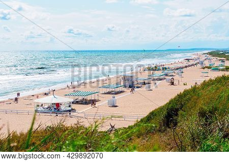 Beach On The Bugaz Spit In The Village Of Blagoveshchenskaya In The Krasnodar Territory, Russia