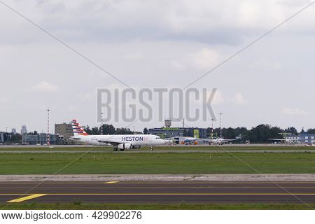 Heston Airlines Plane On The Runway At Riga Airport. Riga International Airport, Marupe, Latvia - 14