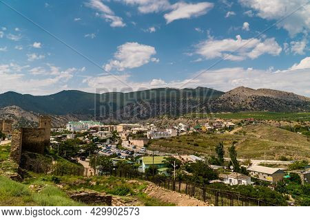 The Republic Of Crimea. July 12, 2021. A Picturesque View Of The City Of Sudak From The Height Of Th
