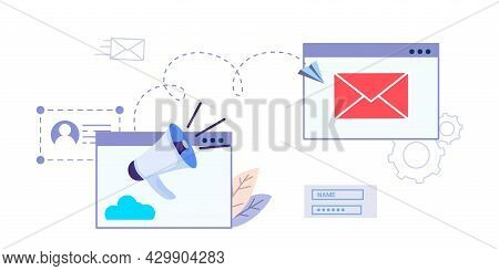 Chat Messages Notification On Computer Screen Concept Of Social Networks And Online Communication Em