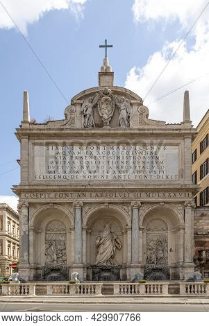 Old Famous Fontana Dell'acqua Felice, Rome, Italy