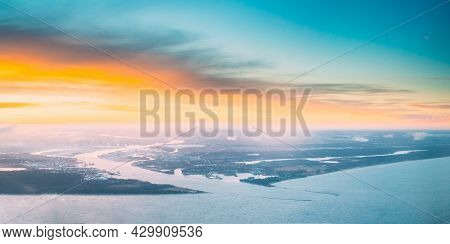 Western Dvina Flows Into The Baltic Sea. River Divides The Northern And Kurzeme District Of Riga, La