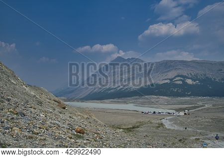 A View Of Sunwapta Lake.    Columbia Icefield Area And The Athabasca Glacier Ab Canada