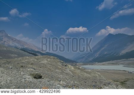 A View Of Sunwapta Lake.    Columbia Icefield Area And The Athabasca Glacier Ab Canada
