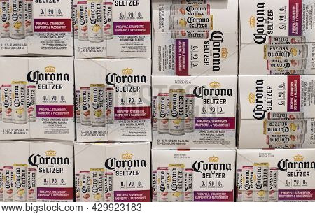 Indianapolis - Circa August 2021: Corona Hard Seltzer Display. Corona Hard Seltzer Is Gluten-free An