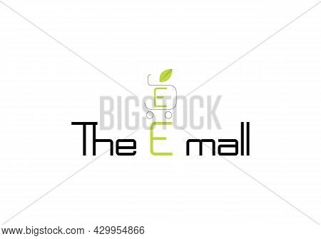Abstract E Mall Shopping Emblem Logo Design