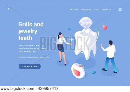 Inserting Jewelry Into Teeth. Aesthetic Dentistry With Elite Materials. Installation And Prosthetics