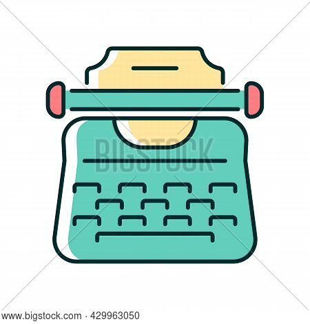 Vintage Typewriter Rgb Color Icon. Antique Mechanical Machine. Producing Characters On Paper. Authen