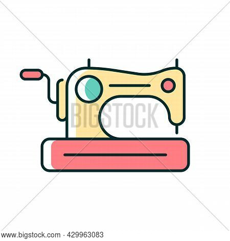Antique Sewing Machine Rgb Color Icon. Older Device For Stitching Material. Collectible Equipment Wi
