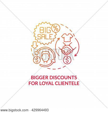 Bigger Discounts For Loyal Clientele Red Gradient Concept Icon. Client Privilege Abstract Idea Thin 