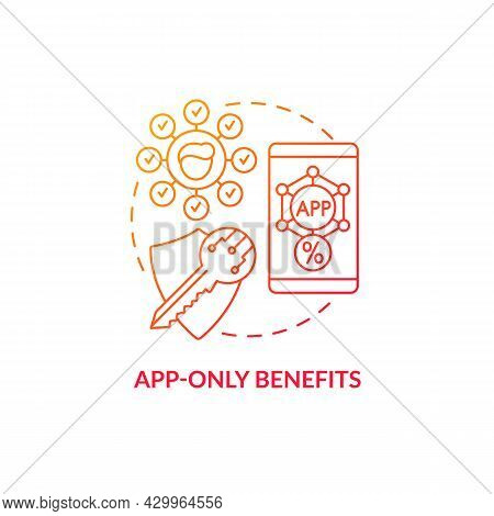 App-only Benefits Red Gradient Concept Icon. Mobile App Bonuses For Loyal Clients Abstract Idea Thin