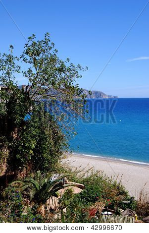 Burriana stranden, Nerja, Andalusien, Spanien.