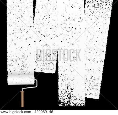 Paint Roller Grunge Texture Background Isolated On A White Background. Vector Illustration.