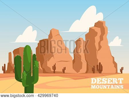Mountain Background. Outdoor Landscape With Rocky Horizon Spring Or Summer Panorama Beautiful Wild N