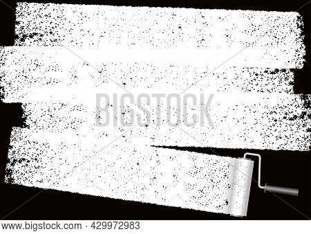 Paint Roller Grunge Texture Background Isolated On A Black Background. Vector Illustration.
