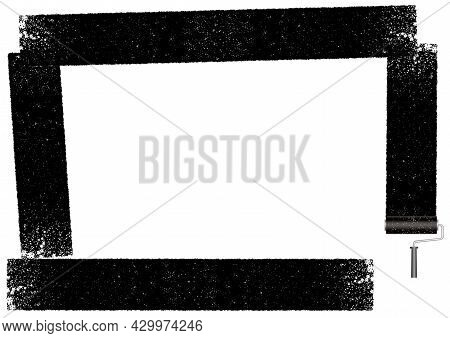Rectangle Grunge Texture Frame Painted With A Paint Roller. Vector Illustration Isolated On A White 