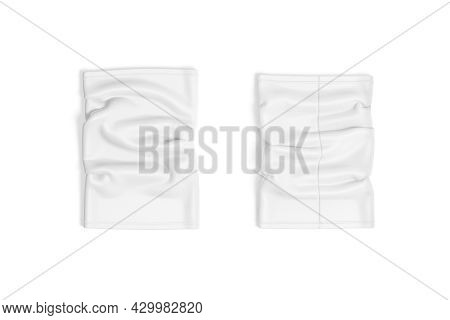 Blank White Neck Gaiter Mockup, Front And Back, Top View, 3d Rendering. Empty Headband Or Face Mask 