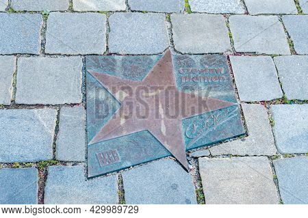 Opole, Poland - June 4, 2021: Star Of Czeslaw Niemen At Walk Of Fame In Opole.
