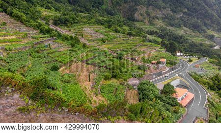 Aerial View Of Terace Farming On Tropical Island.