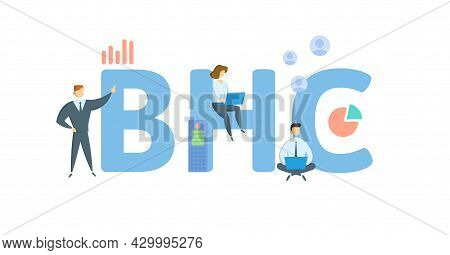 Bhc, Bank Holding Company. Concept With Keyword, People And Icons. Flat Vector Illustration. Isolate