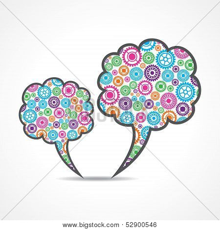 Colorful gears make a message bubble stock vector