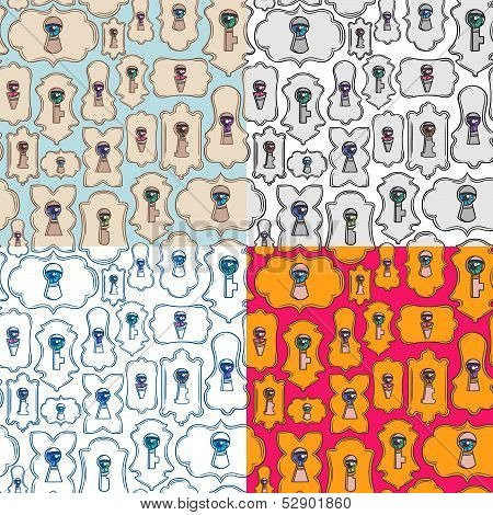 Set Of Four Patterns With Keyholes