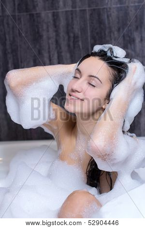 Woman Takes Bath