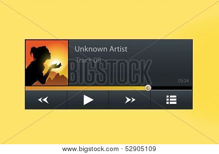 Infographic banner design elements, music player