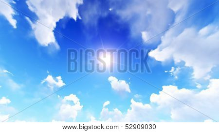 Sun In The Blue Cloudy Sky