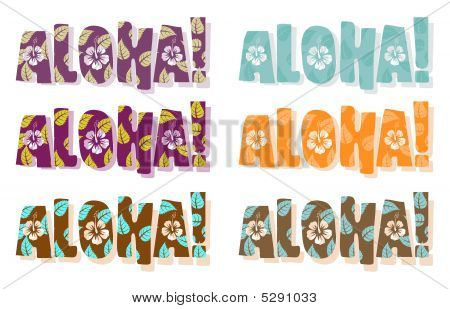 Vektor illustration af aloha ord i forskellige farver vektor illustration af aloha word i forskellige