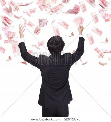 Happy Business Man Hold China Money