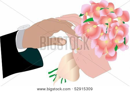 Illustrarion of exchanging wedding rings