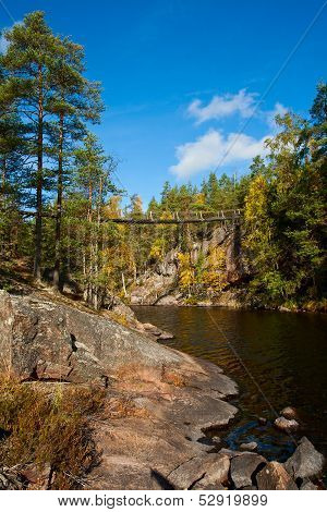 Hanging Bridge In Repovesi, Finland