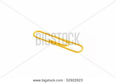 Yellow Paper Clip Isolated On White Background