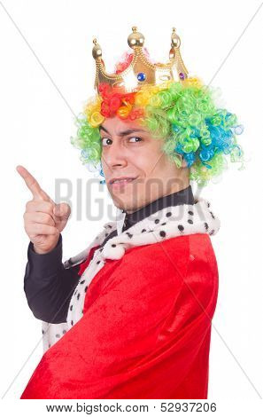 Businessman with crown isolated on white