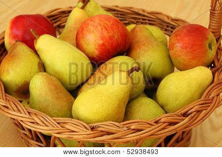 Basket With Pears And Apples