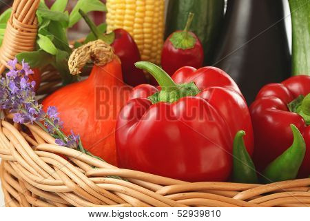 Colourful Vegetables In The Basket