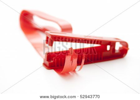Red wrapping tape with tape divisor