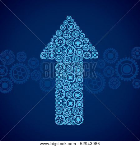 Group of gears make a business arrow stock vector