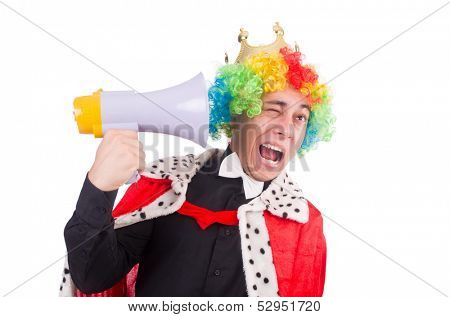 Businessman with crown isolated on white