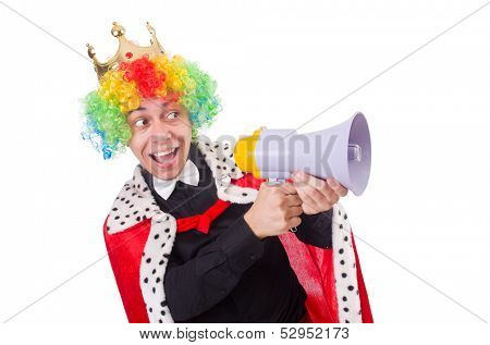 Businessman with crown isolated on white