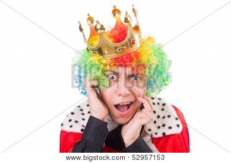 Businessman with crown isolated on white