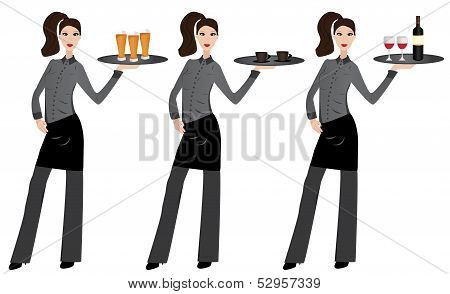 Waitress Holding Tray