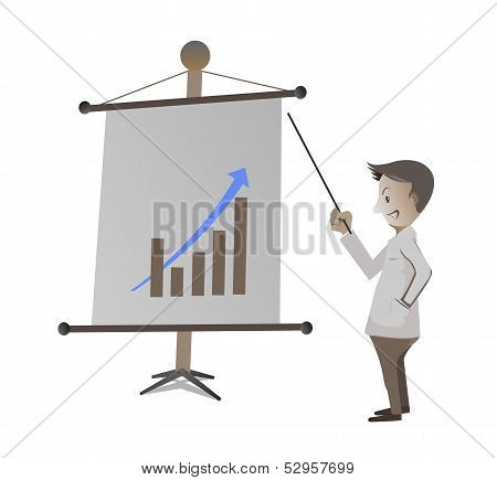 Businessman Give Presentation On White Background