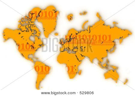 World Map Flat Digits7