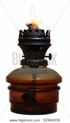 old kerosene lamp isolated on white background