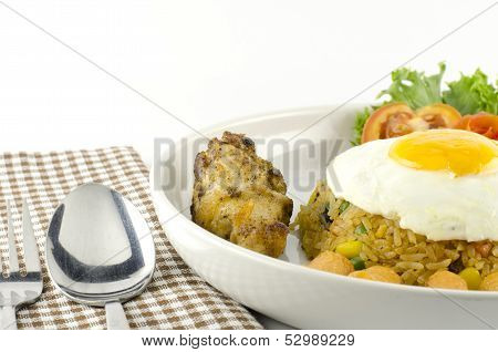 American Fried Rice Isolated On White