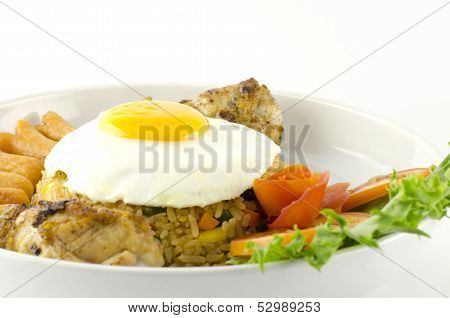 American Fried Rice Isolated On White