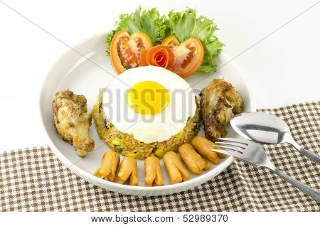 American Fried Rice Isolated On White